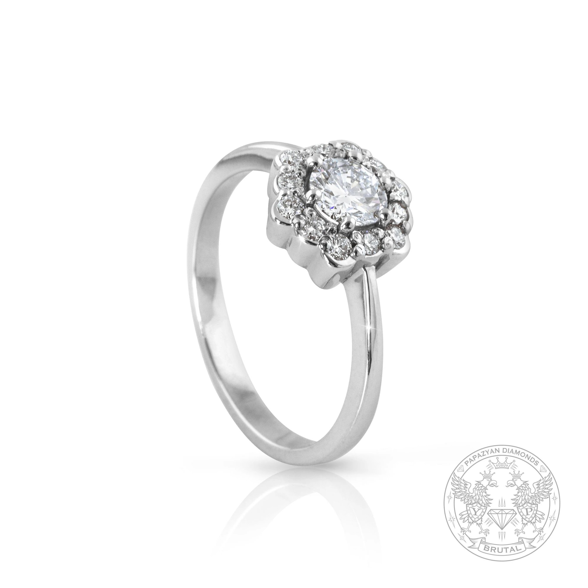 Годежен пръстен с диамант 0,37 ct и странични брилянти 0,15 ct в бяло злато 750 — снимка 1