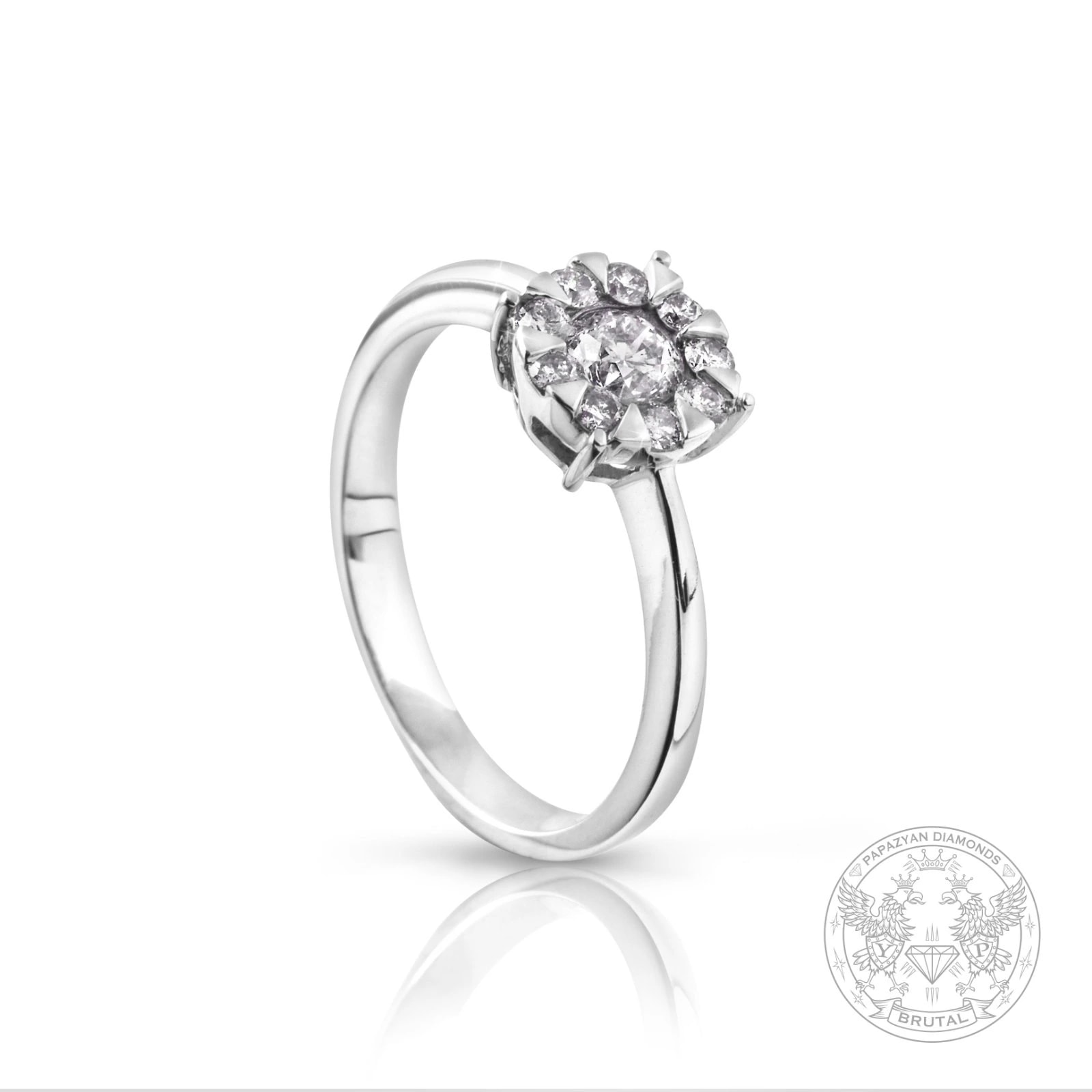 Годежен пръстен с диамант 0,25 ct и странични брилянти 0,25 ct в бяло злато 750 — снимка 1