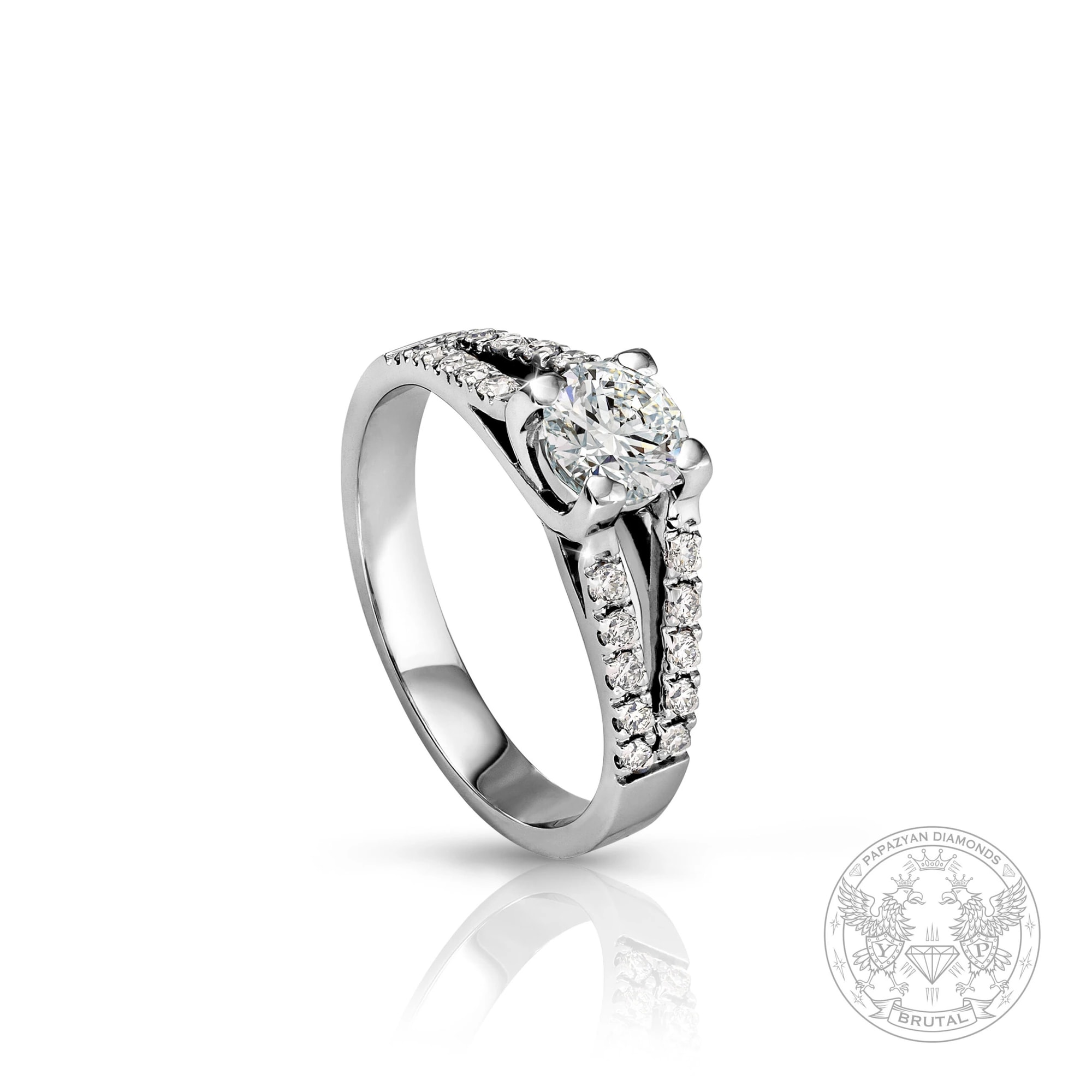 Годежен пръстен с диамант 0,51 ct и странични брилянти 0,15 ct в бяло злато 585 — GIA сертифициран — снимка 1