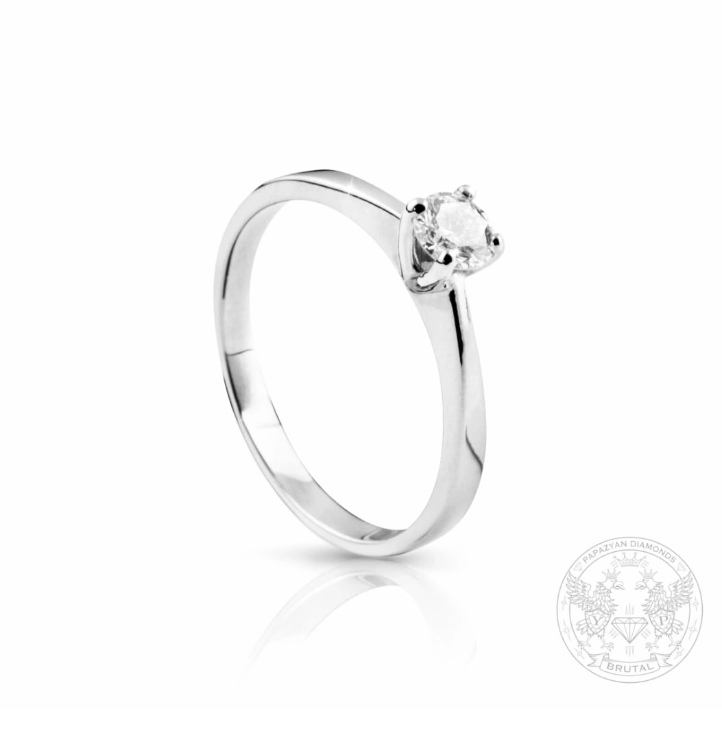 Годежен пръстен с диамант 0,165 ct в бяло злато 585 — снимка 1