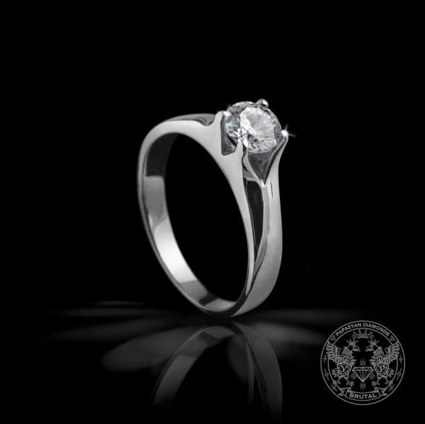 Годежен пръстен с диамант 0,54 ct в бяло злато 585 — снимка 1