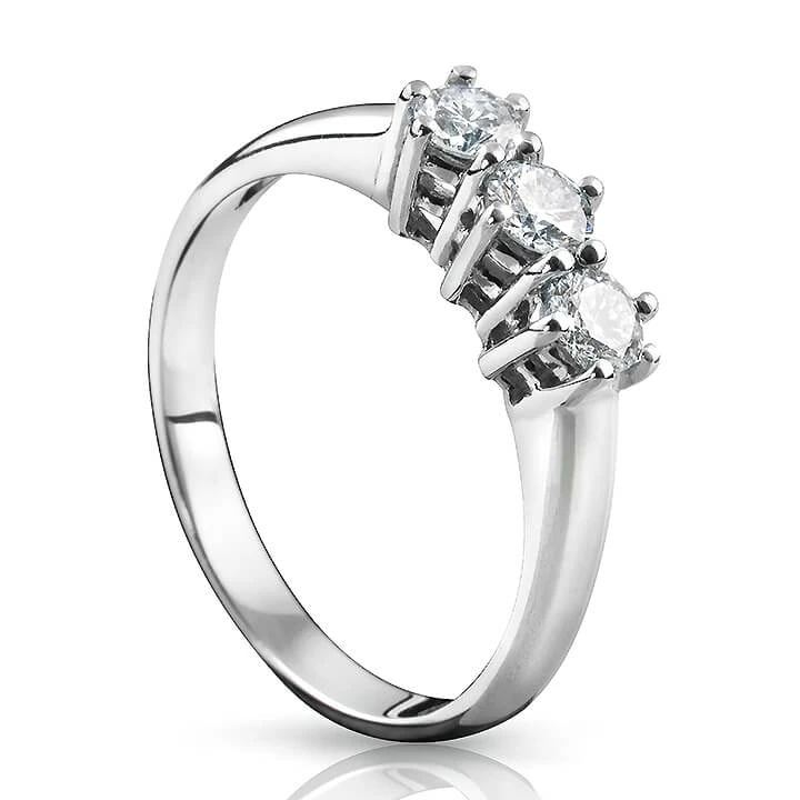 Годежен пръстен с диамант 0,45 ct в бяло злато 750 — снимка 1